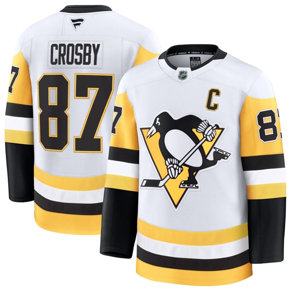 Men's Pittsburgh Penguins Sidney Crosby Fanatics White Away Premium Jersey - Image 1
