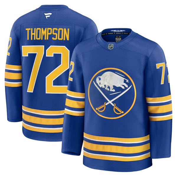Men's Buffalo Sabres Tage Thompson Fanatics Royal Home Premium Jersey - Image 1