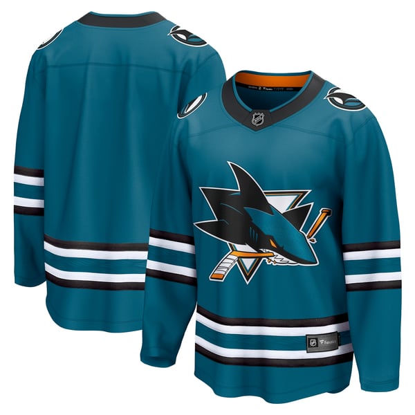 Men's San Jose Sharks Fanatics Teal Home Breakaway Jersey - Image 2