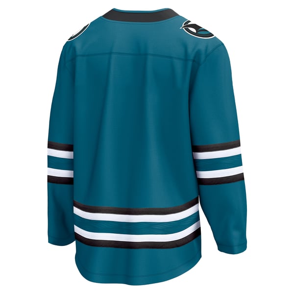 Men's San Jose Sharks Fanatics Teal Home Breakaway Jersey - Image 4