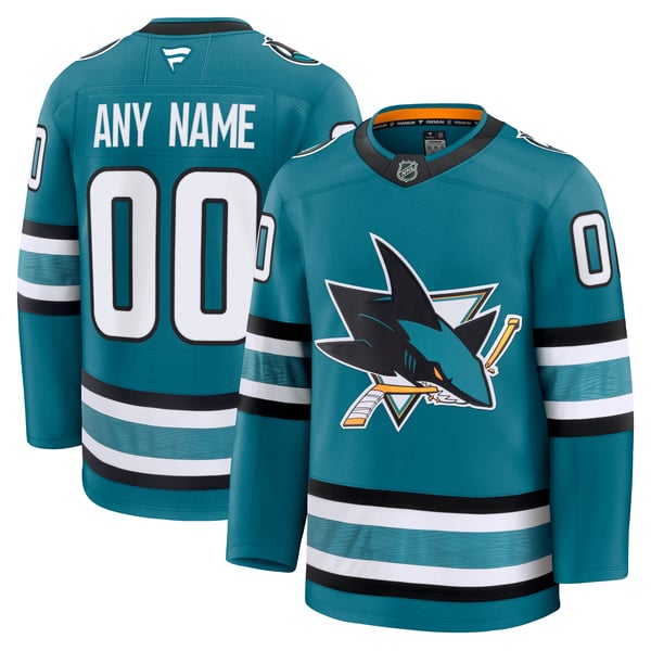 Men's San Jose Sharks Fanatics Teal Home Premium Custom Jersey - Image 2