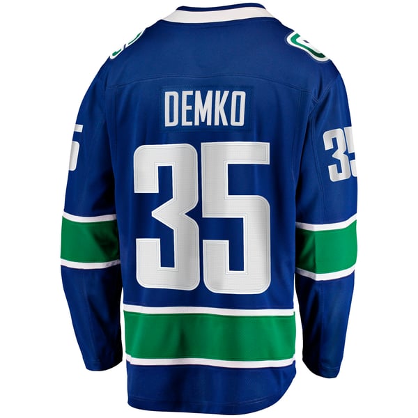 Men's Vancouver Canucks Thatcher Demko Fanatics Blue Home Breakaway Jersey - Image 4