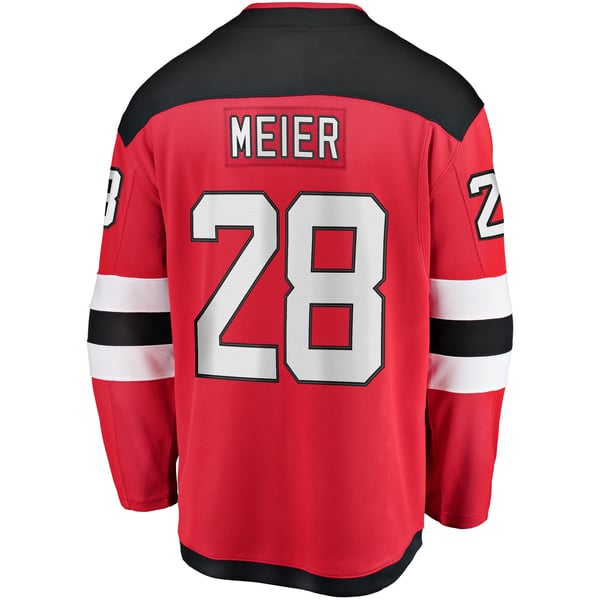 Men's New Jersey Devils Timo Meier Fanatics Red Home Breakaway Jersey - Image 4