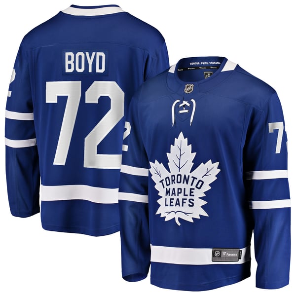 Men's Toronto Maple Leafs Travis Boyd Fanatics Blue Home Breakaway Jersey - Image 1
