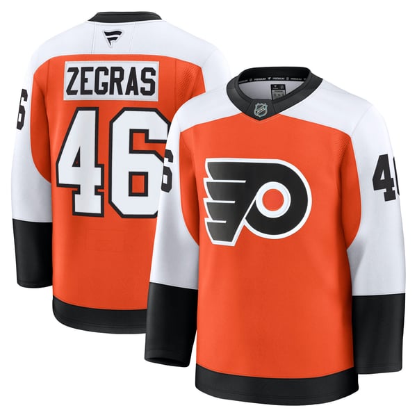 Men's Philadelphia Flyers Trevor Zegras Fanatics Orange Home Premium Jersey - Image 2