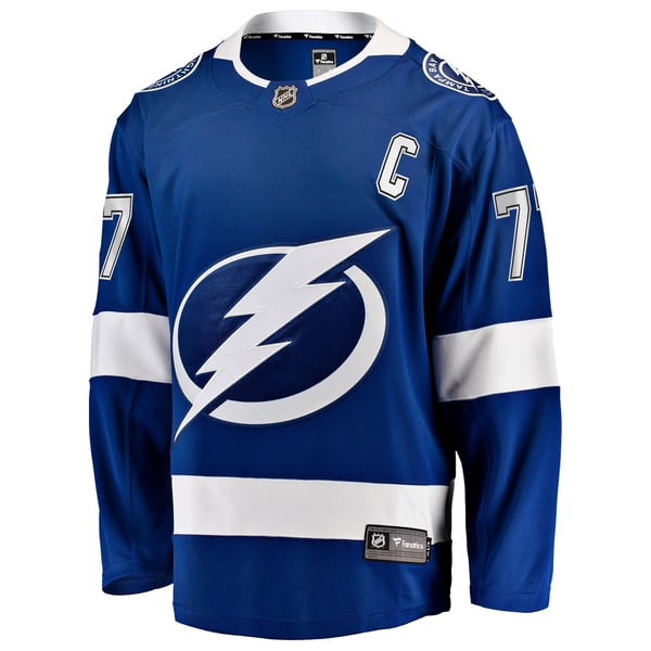 Men's Tampa Bay Lightning Victor Hedman Fanatics Blue Home Captain Patch Breakaway Jersey - Image 3