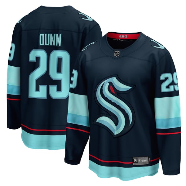 Men's Seattle Kraken Vince Dunn Fanatics Deep Sea Blue Home Breakaway Player Jersey - Image 2