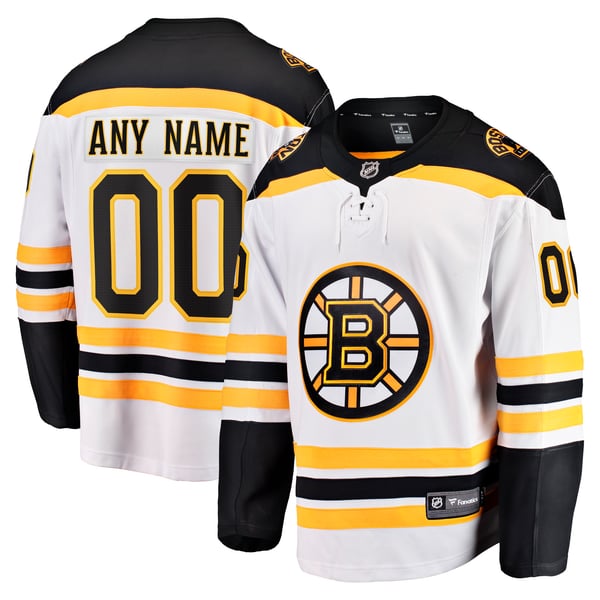 Men's Boston Bruins Fanatics White Away Breakaway Custom Jersey