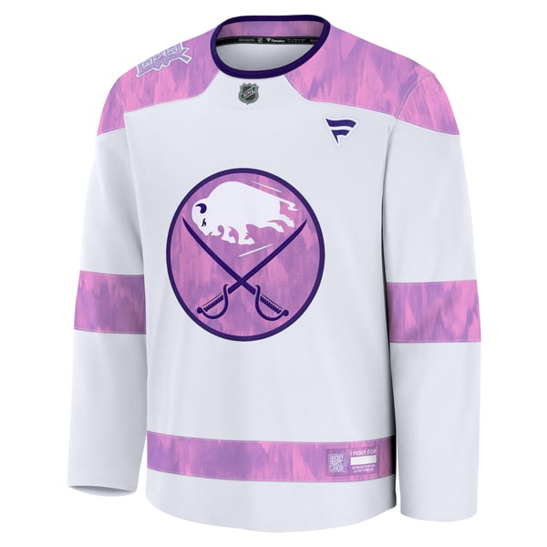 Men's Buffalo Sabres  Fanatics White 2024 Hockey Fights Cancer Practice Jersey - Image 3