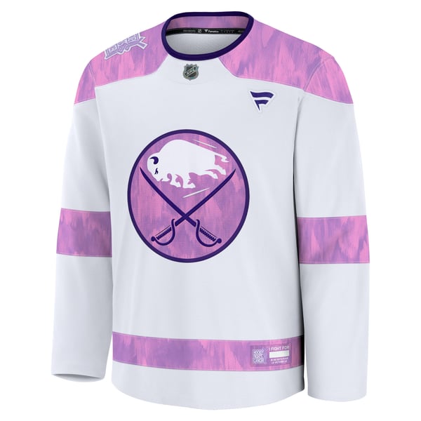 Men's Buffalo Sabres Fanatics White Hockey Fights Cancer Survivor Practice Jersey - Image 3