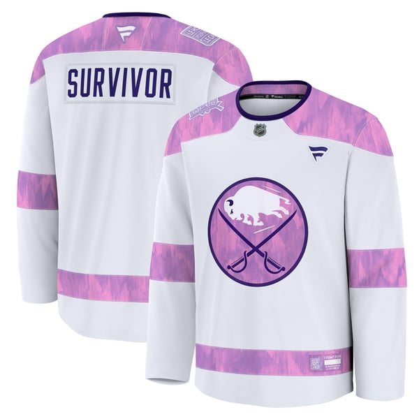 Men's Buffalo Sabres Fanatics White Hockey Fights Cancer Survivor Practice Jersey - Image 1