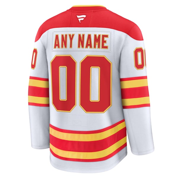 Men's Calgary Flames Fanatics White Away Premium Custom Jersey - Image 4