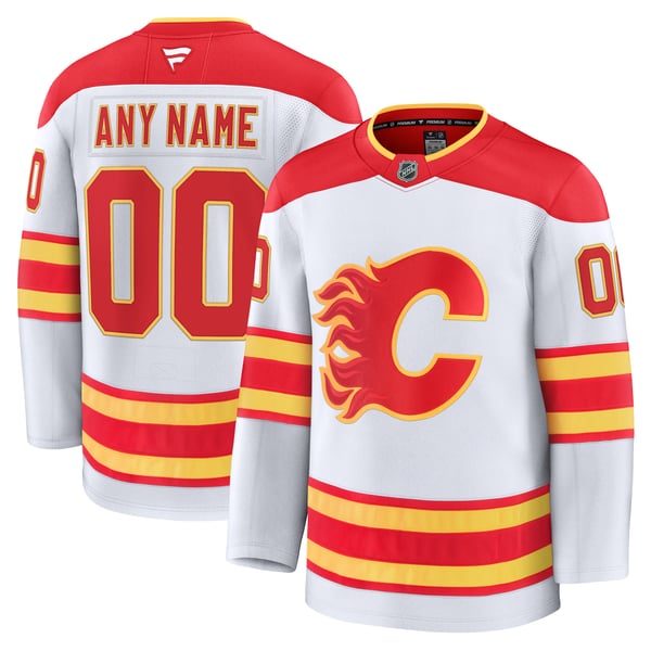 Men's Calgary Flames Fanatics White Away Premium Custom Jersey - Image 1