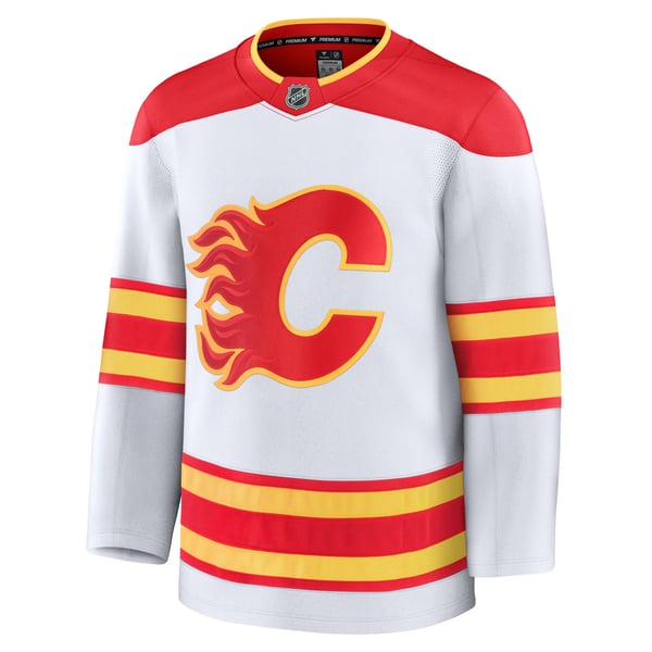Men's Calgary Flames Fanatics White Away Premium Jersey - Image 3