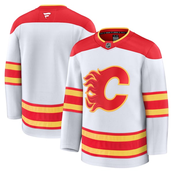 Men's Calgary Flames Fanatics White Away Premium Jersey - Image 1