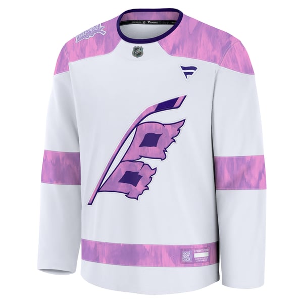 Men's Carolina Hurricanes  Fanatics White 2024 Hockey Fights Cancer Practice Jersey - Image 3