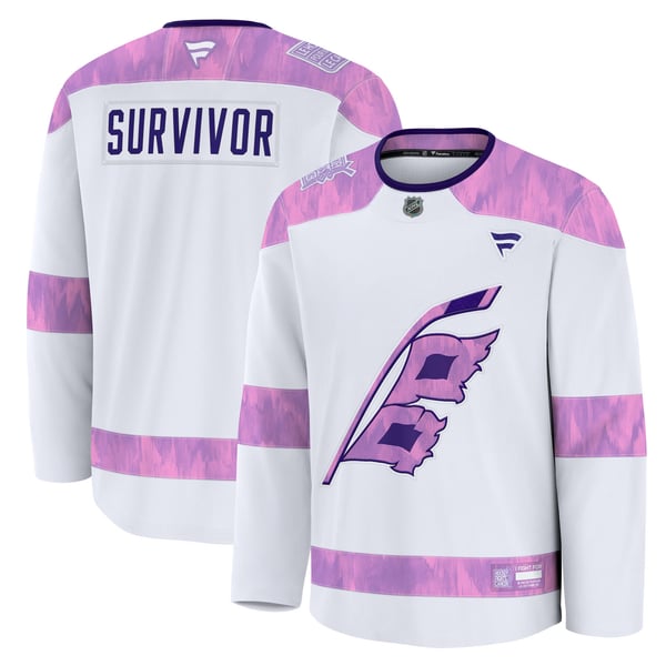 Men's Carolina Hurricanes Fanatics White Hockey Fights Cancer Survivor Practice Jersey - Image 2