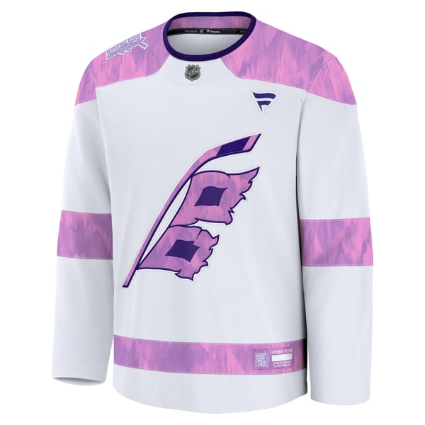 Men's Carolina Hurricanes Fanatics White Hockey Fights Cancer Survivor Practice Jersey - Image 3