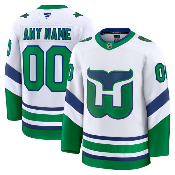 Men's Carolina Hurricanes Fanatics White Throwback Premium Custom Jersey - Image 2