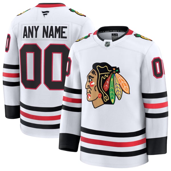 Men's Chicago Blackhawks Fanatics White Away Premium Custom Jersey - Image 2