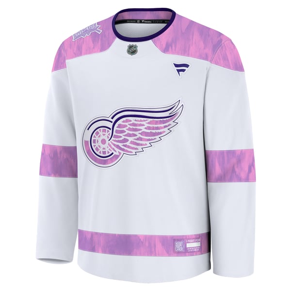 Men's Detroit Red Wings  Fanatics White 2024 Hockey Fights Cancer Practice Jersey - Image 3