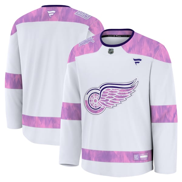 Men's Detroit Red Wings  Fanatics White 2024 Hockey Fights Cancer Practice Jersey - Image 1