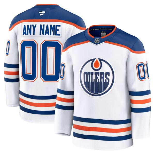 Men's Edmonton Oilers Fanatics White Away Premium Custom Jersey - Image 1