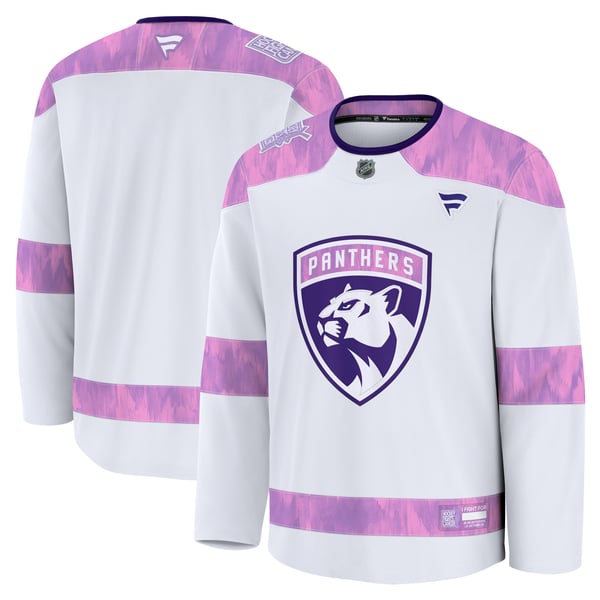 Men's Florida Panthers  Fanatics White 2024 Hockey Fights Cancer Practice Jersey - Image 1