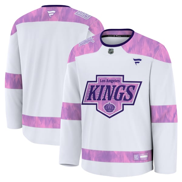 Men's Los Angeles Kings  Fanatics White 2024 Hockey Fights Cancer Practice Jersey - Image 1