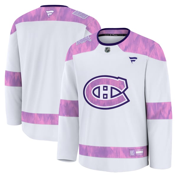 Men's Montreal Canadiens  Fanatics White 2024 Hockey Fights Cancer Practice Jersey - Image 1