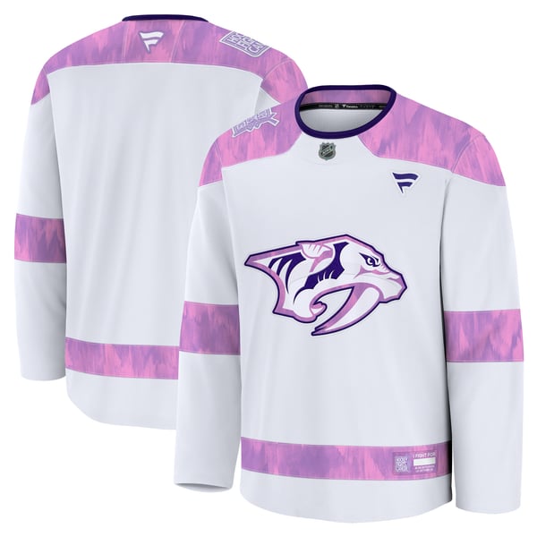 Men's Nashville Predators  Fanatics White 2024 Hockey Fights Cancer Practice Jersey - Image 2
