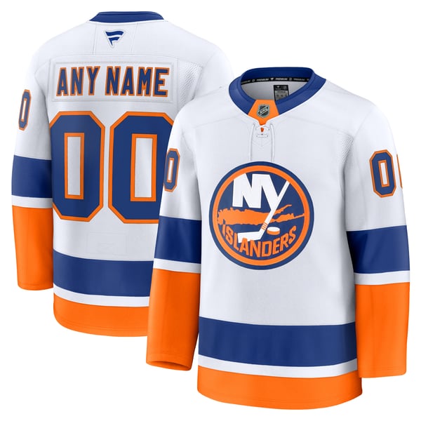 Men's New York Islanders Fanatics White Away Premium Custom Jersey - Image 1