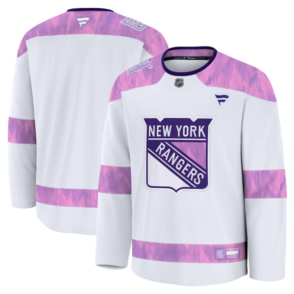 Men's New York Rangers  Fanatics White 2024 Hockey Fights Cancer Practice Jersey - Image 1