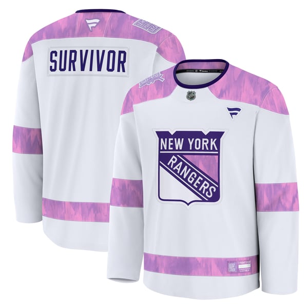Men's New York Rangers Fanatics White Hockey Fights Cancer Survivor Practice Jersey - Image 1