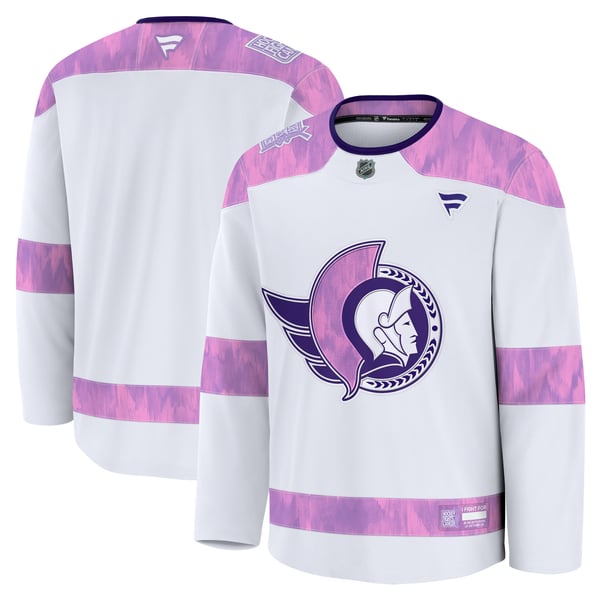 Men's Ottawa Senators  Fanatics White 2024 Hockey Fights Cancer Practice Jersey - Image 2