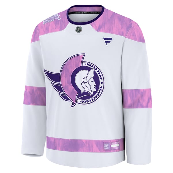 Men's Ottawa Senators  Fanatics White 2024 Hockey Fights Cancer Practice Jersey - Image 3