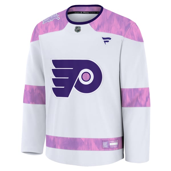 Men's Philadelphia Flyers  Fanatics White 2024 Hockey Fights Cancer Practice Jersey - Image 3