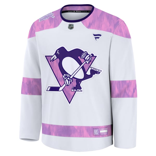 Men's Pittsburgh Penguins  Fanatics White 2024 Hockey Fights Cancer Practice Jersey - Image 3
