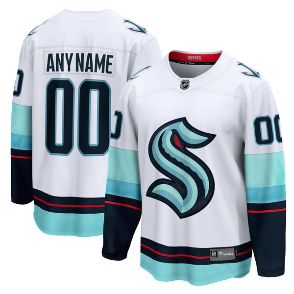 Men's Seattle Kraken Fanatics White Away Breakaway Custom Jersey - Image 2
