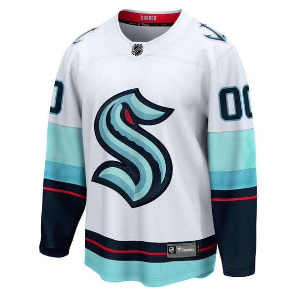 Men's Seattle Kraken Fanatics White Away Breakaway Custom Jersey - Image 3