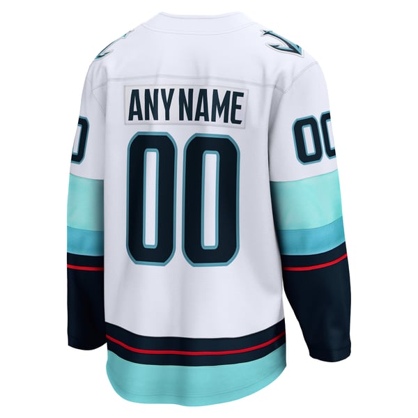 Men's Seattle Kraken Fanatics White Away Breakaway Custom Jersey - Image 4
