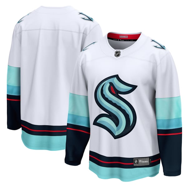 Men's Seattle Kraken Fanatics White Away Breakaway Jersey - Image 2