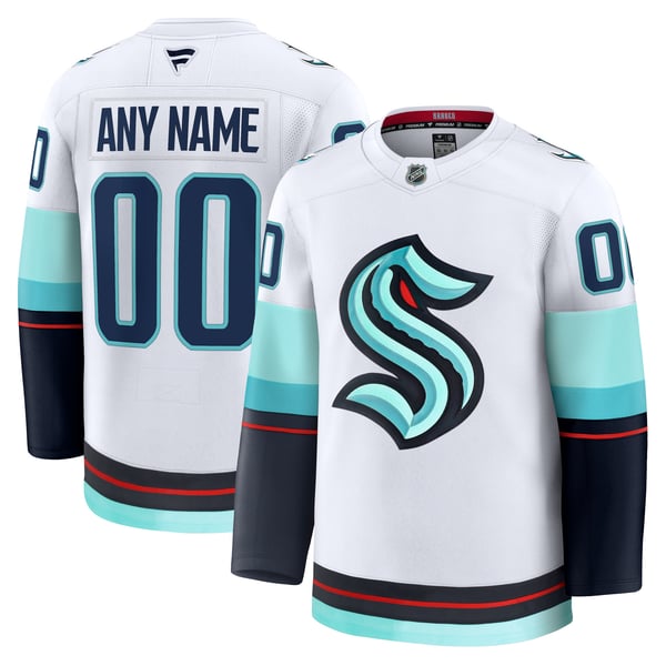 Men's Seattle Kraken Fanatics White Away Premium Custom Jersey - Image 1