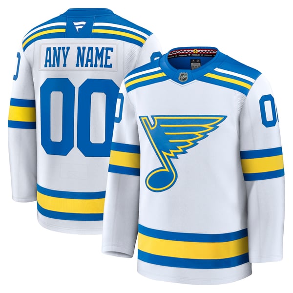 Men's St. Louis Blues Fanatics White Away Premium Custom Jersey - Image 2