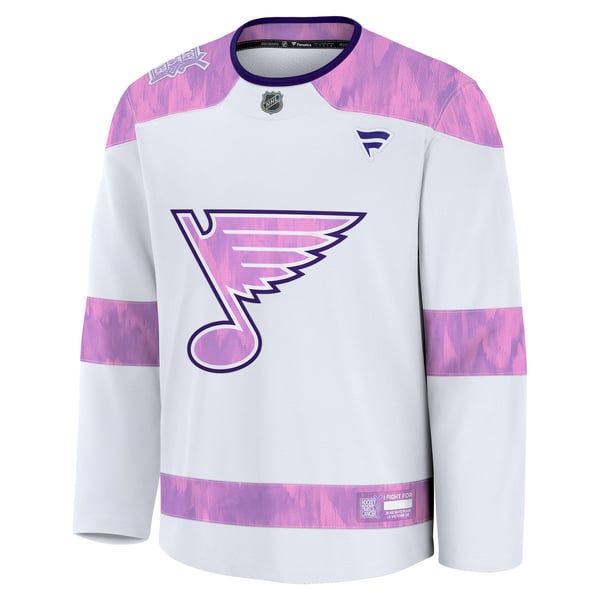 Men's St. Louis Blues Fanatics White Hockey Fights Cancer Survivor Practice Jersey - Image 3
