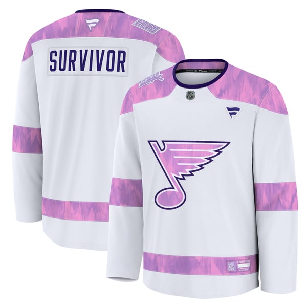 Men's St. Louis Blues Fanatics White Hockey Fights Cancer Survivor Practice Jersey - Image 1