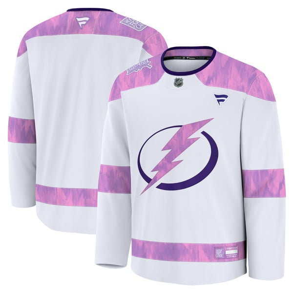 Men's Tampa Bay Lightning  Fanatics White 2024 Hockey Fights Cancer Practice Jersey - Image 2