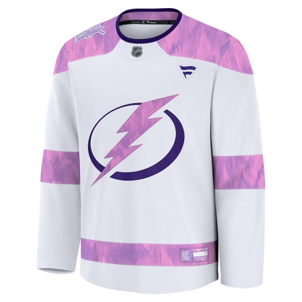 Men's Tampa Bay Lightning Fanatics White Hockey Fights Cancer Survivor Practice Jersey - Image 3