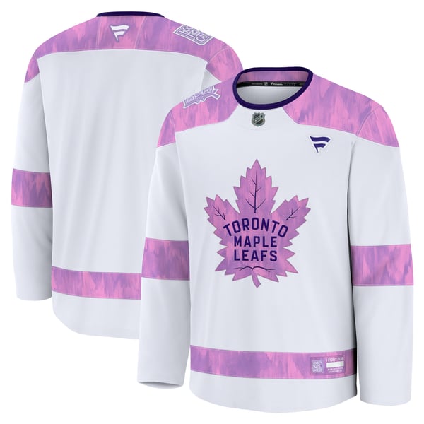 Men's Toronto Maple Leafs  Fanatics White 2024 Hockey Fights Cancer Practice Jersey - Image 2