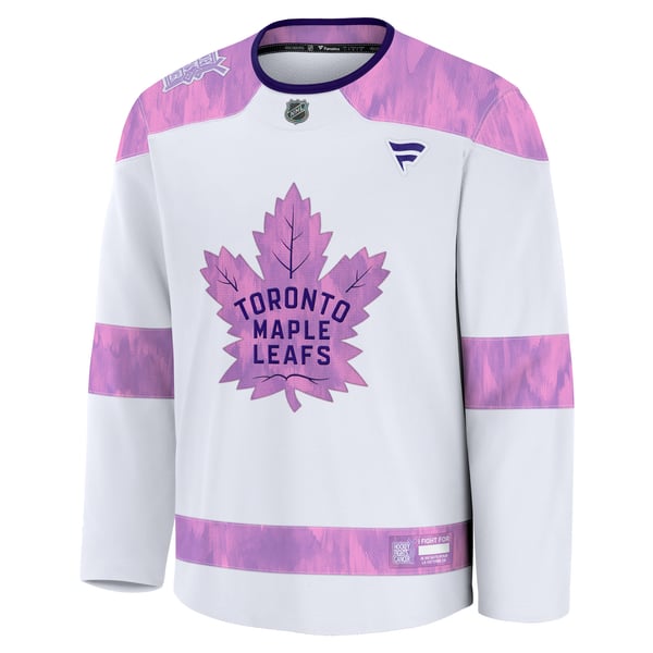 Men's Toronto Maple Leafs  Fanatics White 2024 Hockey Fights Cancer Practice Jersey - Image 3